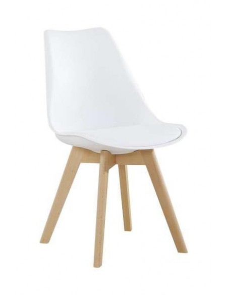 chaise moon blanc pieds bois