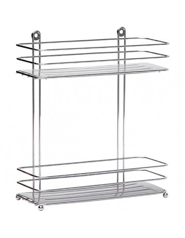 serviteur metal 2 etageres plateaux pp a poser ou a fixer   chrome gris